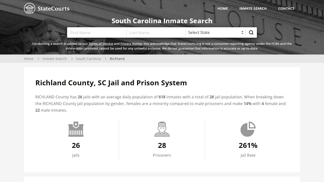 Richland County, SC Inmate Search - StateCourts