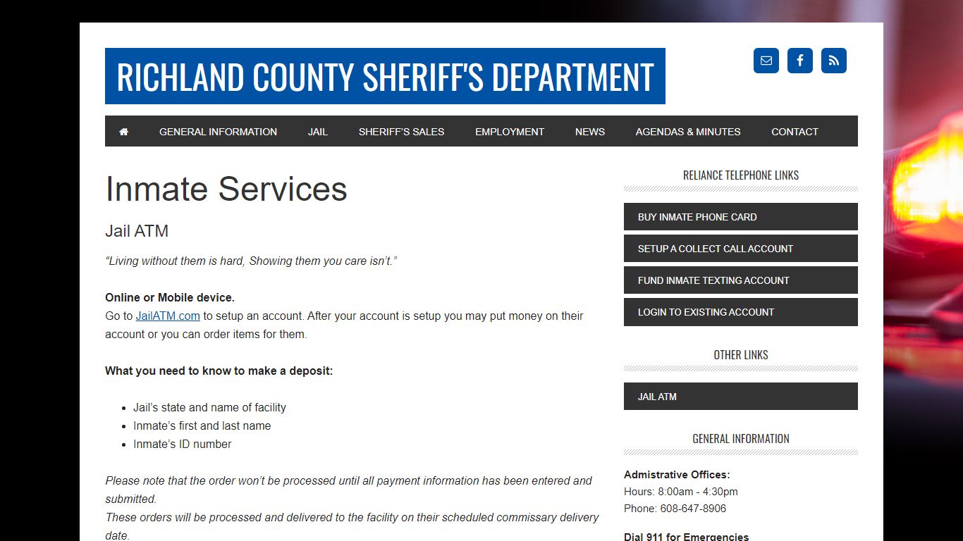 Inmate Services - Richland County Sheriff's Department