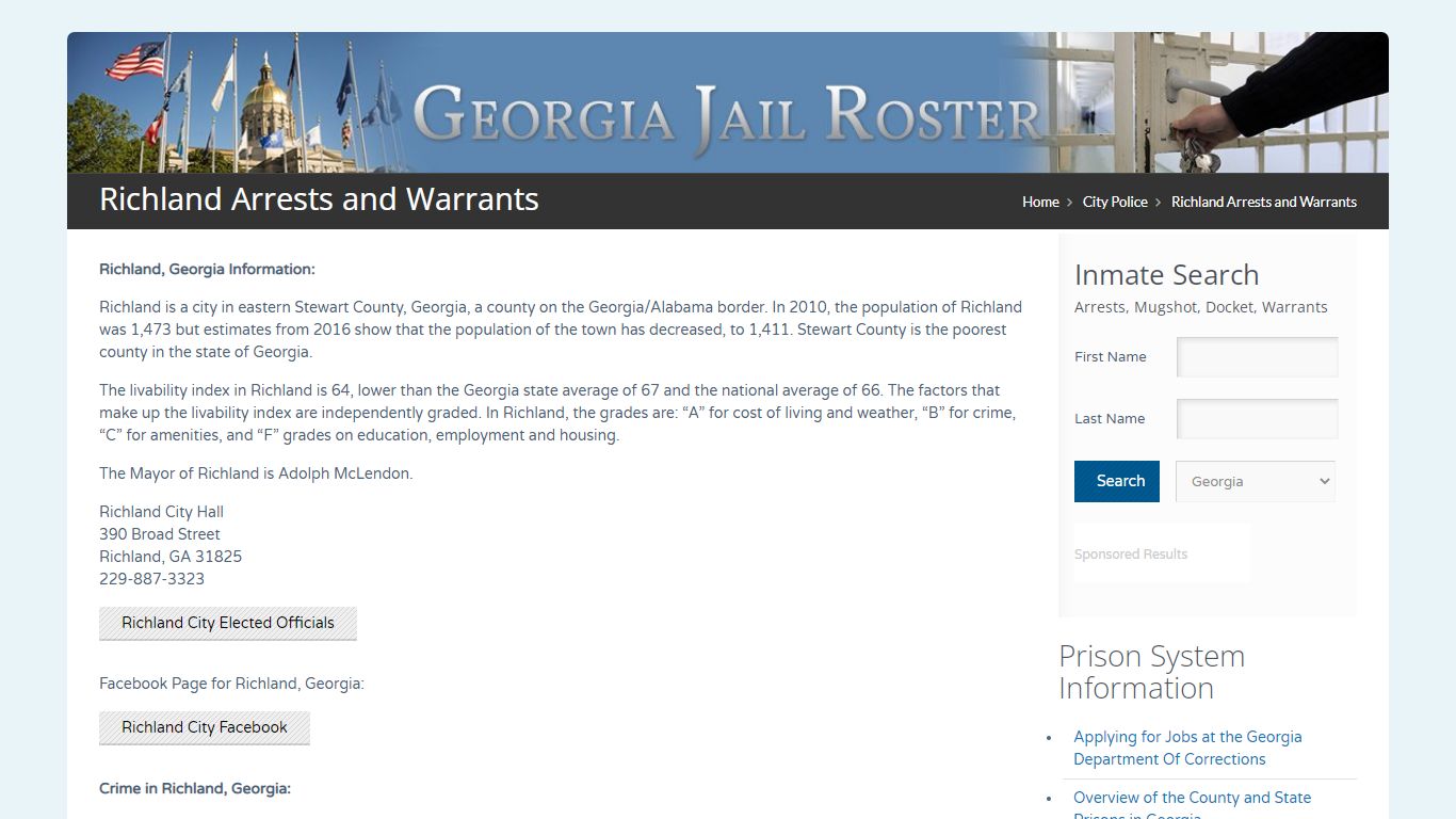 Richland Arrests and Warrants | Georgia Jail Inmate Search